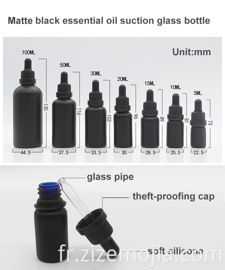 OEM 30ML Matte Black Essential Huile Bouteille d'huile avec gouttes 10 ml de verre bon prix